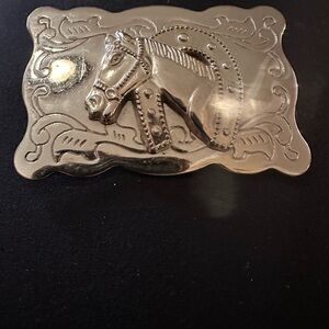 Kids Silver Horse Belt Buckle